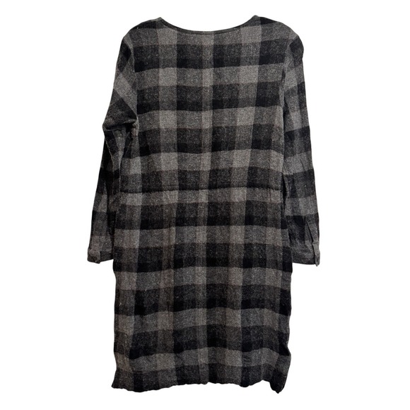 Poetry Flannel Button Gray Red Plaid Long Sleeve Mini Shirt Dress Wool Blend 8 - Picture 14 of 16